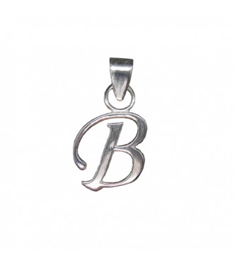 PE001426 Sterling Silver Pendant Charm Letter B Solid Genuine Hallmarked 925